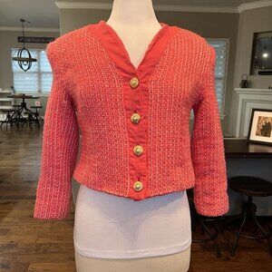 VTG Doncaster Women's Pink Tweed Wool Crop Blazer Jacket Size 14 Shrunk fits M L